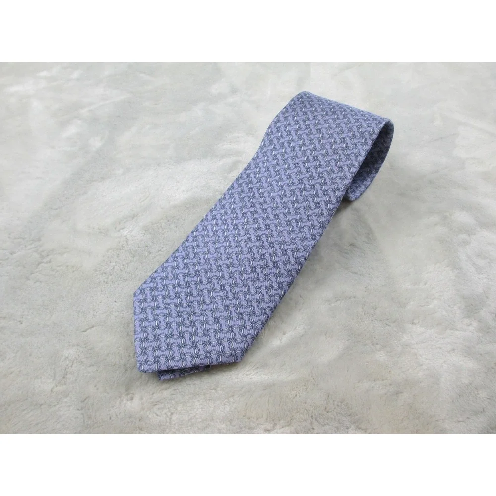 NEW ETON Neck Tie Mens Purple Geometric Silk Made In Italy Casual 01